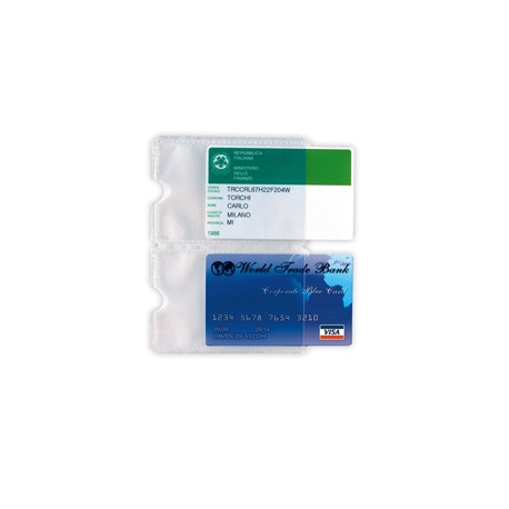 Busta porta card - 5,8x8,7 cm - 2 tasche - trasparente - Sei Rota