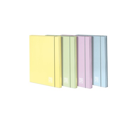 Cartella 3 lembi con elastico One Color - A4 - dorso 1 cm - colori assortiti pastello - Blasetti