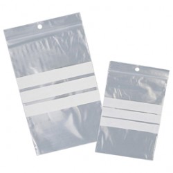 Sacchetti zip - con bande scrivibili e foro - 8 x 12 cm - 50 micron - PE - Viva - conf. 100 pezzi