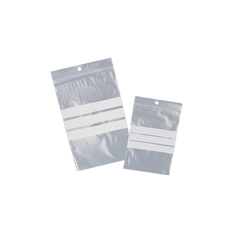 Sacchetto zip - con bande scrivibili e foro - 10 x 15 cm - 50 micron - LDPE - Viva - conf. 100 pezzi