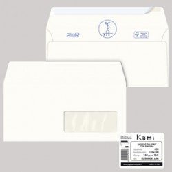 Busta a sacco Kami Strip - con finestra - 11 x 23 cm - 100 gr - carta riciclata FSC - bianco - Pigna Envelopes - conf. 5