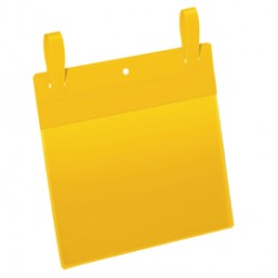 Buste identificative - con fascette di aggancio - A5 orizzontali - giallo - Durable - conf. 50 pezzi