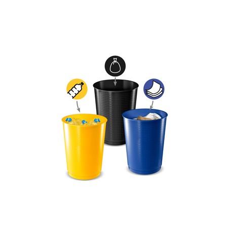 Cestino raccolta differenziata - 40 L - giallo/blu/nero - Cep - set 3 pezzi