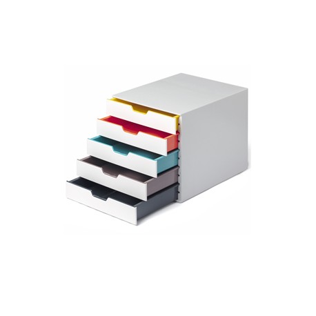 Cassettiera 5 cassetti colorati - bianco ghiaccio - cassetti 5 cm - Durable
