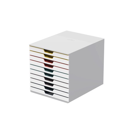 Cassettiera 10 cassetti colorati varicolor - bianco ghiaccio - 2,5cm - Durable