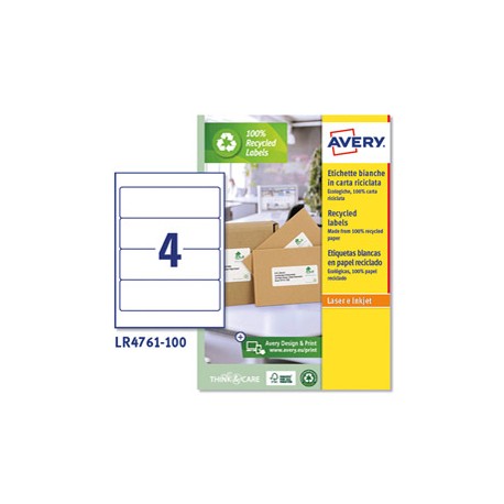 Etichette per raccoglitori in carta riciclata - 38x192mm - bianca - laser - Avery