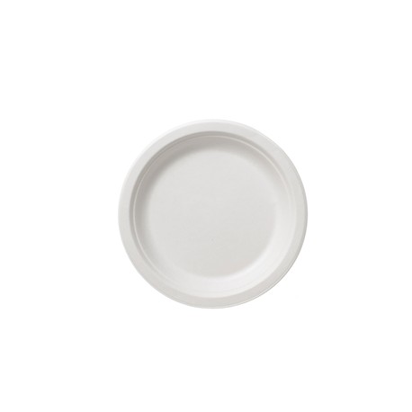 Piatto piano monouso Bio - rotondo - diametro 22 cm - cellulosa/canna da zucchero - bianco - Leone - conf. 50 pezzi