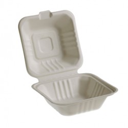 Vaschette Hamburger box Take Away Bio - 15 x 15 cm - Leone - conf. 50 pezzi