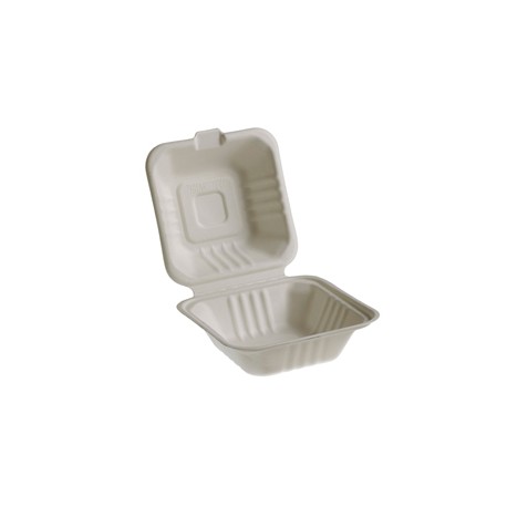 Vaschette Hamburger box Take Away Bio - 15 x 15 cm - Leone - conf. 50 pezzi