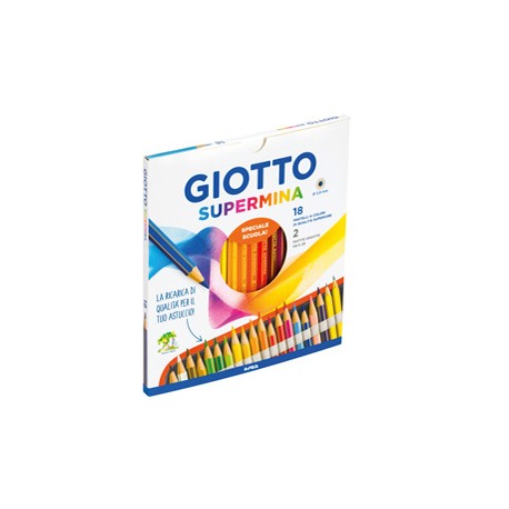 Pastello Supermina - mina 4 mm - colori assortiti - Giotto - astuccio 18 pezzi