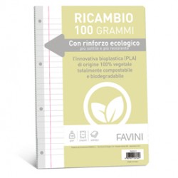 Ricambi forati riforzati ecologico - A4  - 1 rigo c/margine - 100 gr - Favini - conf. 40 pezzi