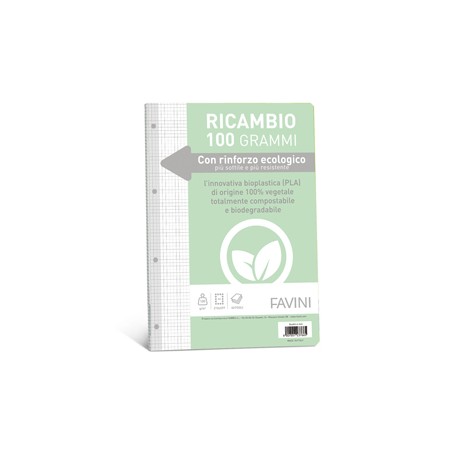Ricambi forati riforzati ecologico - A4 - 4mm - 100 gr - Favini - conf. 40 pezzi