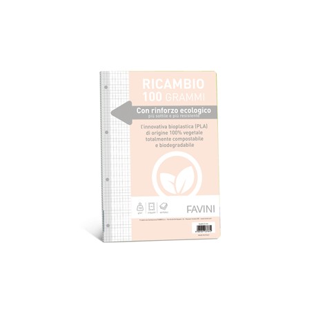 Ricambi forati riforzati ecologico - A4 - 5mm - 100 gr - Favini - conf. 40 pezzi