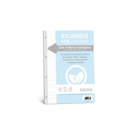 Ricambi forati riforzati ecologico - A4 - 1 rigo - 100 gr - Favini - conf. 40 pezzi
