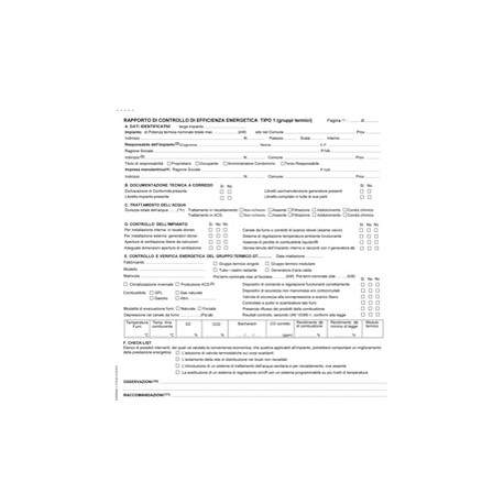 Rapporti controllo efficienza energetica reg. Emilia Romagna - T1 A - 29,7 x 21,4 cm - snap 3c - Edipro - conf. 25 pezzi