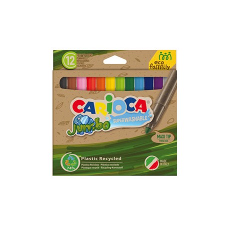 Pennarelli Jumbo Eco Family - lavabili - colori assortiti - Carioca - scatola 12 pezzi