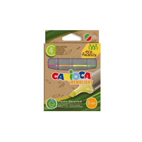 Evidenziatori Memolight Eco Family - colori assortiti - Carioca - scatola 4 pezzi