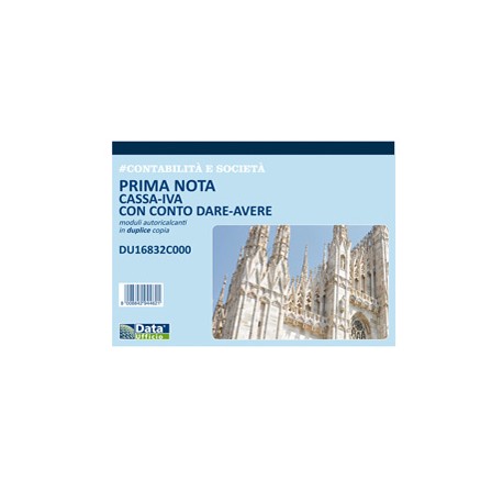 Blocco prima nota cassa/IVA c/conto (dare/avere) - 50/50 copie autoricalcanti - 21,5 x 29,7 cm - DU16832C000 - Data Uffi