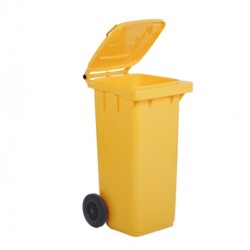 Bidone carrellato per raccolta differenziata - 240 L -  giallo - Mobil Plastic