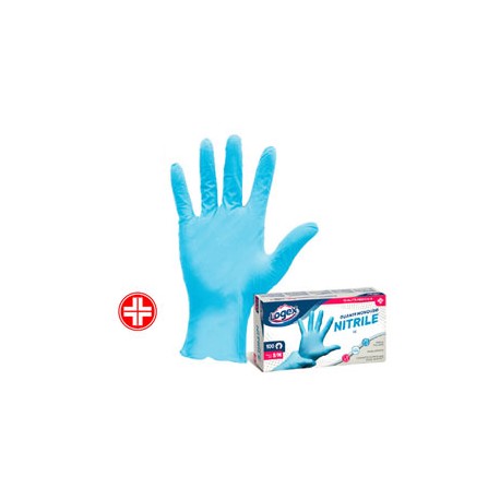 Guanti in nitrile non talcato - per uso medicale - taglia S/M - azzurro - Logex Professional - scatola 100 pezzi