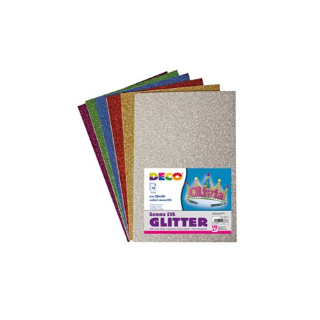 Gomma Crepp Glitter - 20x30 cm - colori assortiti - DECO - busta 10 fogli