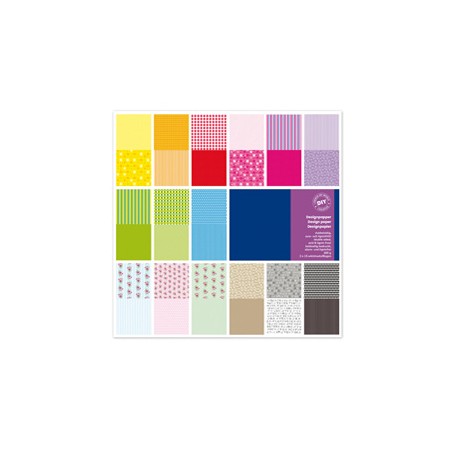 Carta Scarpbooking Vichy - 30,5 x 30,5 cm - 180 gr/m2 - colori assortiti - DECO - conf. 30 fogli