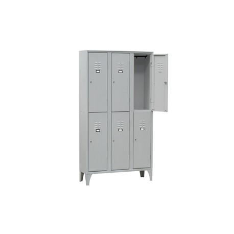 Armadio spogliatoio in metallo - 6 vani sovrapposti - 90 x 50 x 180 cm - grigio - Fasma