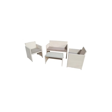 Salotto Valencia - bianco/grigio - Garden Friend - set 4 elementi