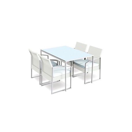 Set pranzo Bilbao - bianco/grigio - Garden Friend - set 5 elementi