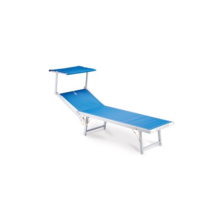 Lettino con copertura Ibiza - 36 x 186 x 59 cm - alluminio/texilene - blu - Garden Friend