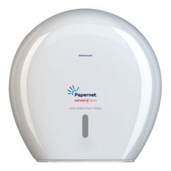 Dispenser carta igienica Defend Tech rotolo Maxi Jumbo 34,5 x 34,5 x 14 cm - rotolo diametro 29 cm - bianco - Papernet