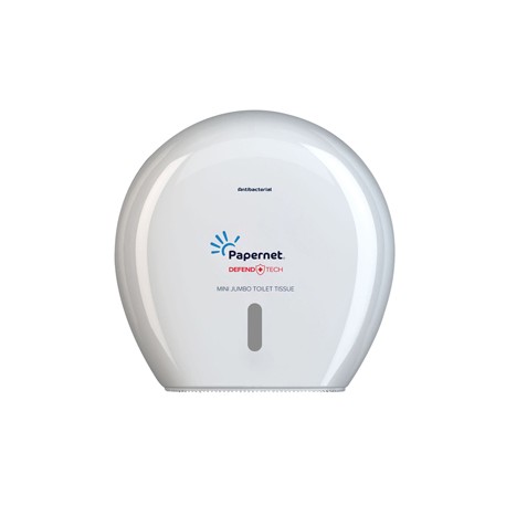 Dispenser carta igienica Defend Tech rotolo Mini Jumbo - 24,9 x 25,7 x 14,8 cm - rotolo diametro 23 cm - bianco - Papern