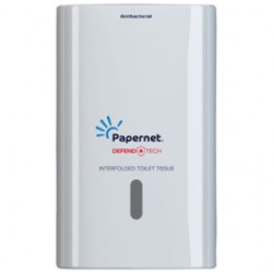 Dispenser carta igienica Defend Tech - interfogliata - 26,5 x 16,5 x 13,5 cm - bianco - Papernet