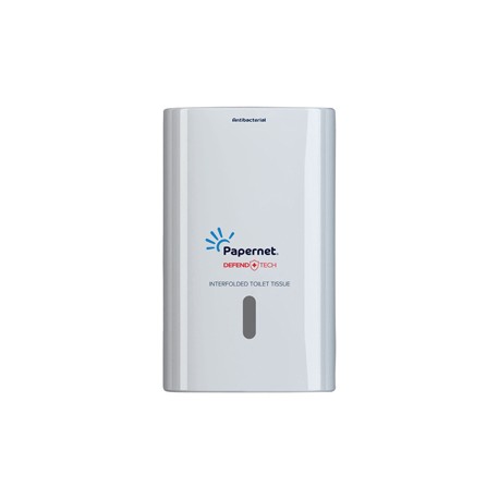 Dispenser carta igienica Defend Tech - interfogliata - 26,5 x 16,5 x 13,5 cm - bianco - Papernet