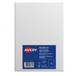 Etichette adesive autoaderenti - in PE - rimovibili - 420 x 297 mm - 1 et/fg - 10 fogli - trasparente - Avery