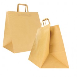 Shoppers Flat Maxi - maniglie piattina - 36 x 32 x 36 cm - carta kraft - avana - Mainetti Bags - conf. 150 pezzi