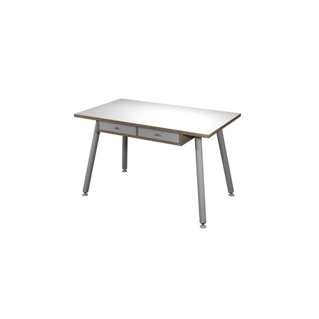 Postazione Home-Office - con sottopiano - gambe in metallo -120 x 60 x H 74,4 cm - bianco / rovere - Artexport