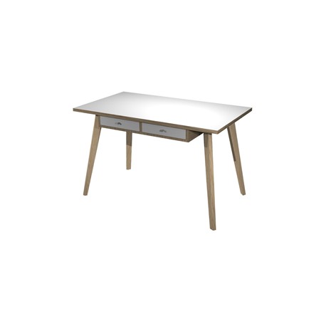 Postazione Home-Office - con sottopiano - gambe in legno -120 x 60 x H 74,4 cm - bianco / rovere - Artexport