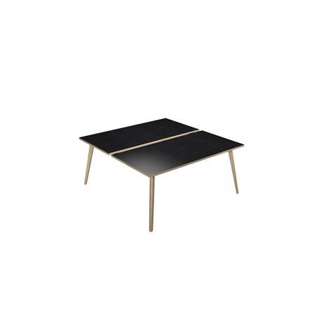 Scrivania Woody a 2 postazioni contrap. - 120 x 166 cm - rovere / nero venato