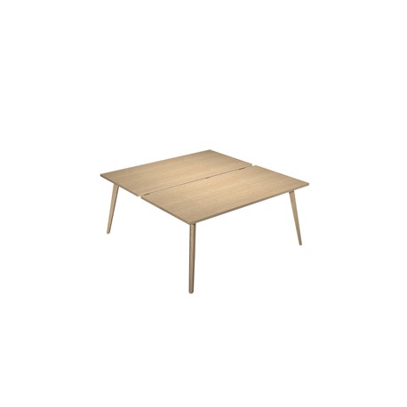 Scrivania Woody a 2 postazioni contrap. - 140 x 166 cm - rovere