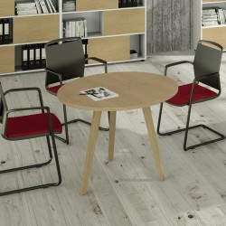 Tavolo riunione tondo Woody - diametro 100 cm - rovere - Artexport