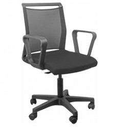 Sedia Home / Office Smart Light - schienale in rete nero - seduta nera con braccioli - Unisit