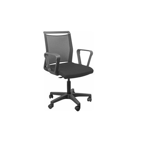 Sedia Home / Office Smart Light - schienale in rete nero - seduta nera con braccioli - Unisit
