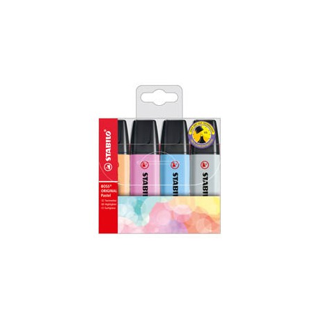 Evidenziatore Stabilo Boss Pastel - colori assortiti - tratto 2 - 5 mm - Stabilo - astuccio 4 pezzi