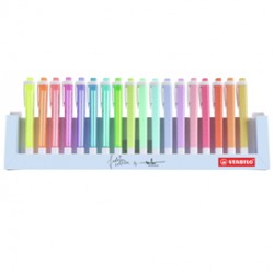 Evidenziatore Swing Cool Pastel - punta a scalpello - tratto 1 - 4 mm - colori assortiti - Stabilo - deskset 18 pezzi