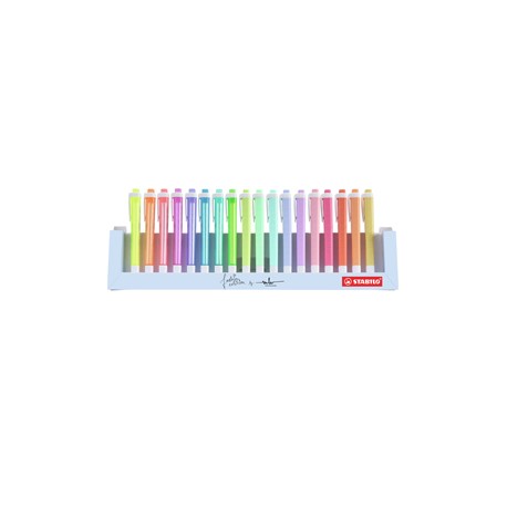 Evidenziatore Swing Cool Pastel - punta a scalpello - tratto 1 - 4 mm - colori assortiti - Stabilo - deskset 18 pezzi