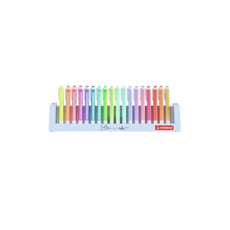 Evidenziatori Swing Cool Pastel - punta a scalpello - tratto 1 - 4 mm - colori assortiti - Stabilo - deskset 18 pezzi