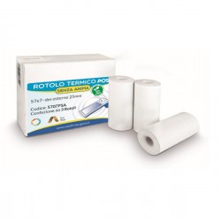 Rotolo per POS e carta di credito - 57 mm x 7 m - 55 gr - diametro esterno 25 mm - senza anima - carta termica BPA free 