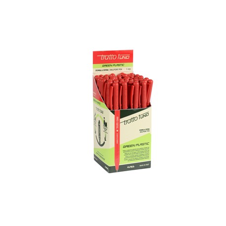 Penna sfera Tratto Uno Green - punta media 1 mm - rosso - Tratto - conf. 50 pezzi