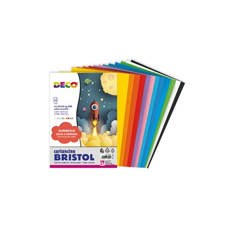 Busta di carta Bristol - 25 x 35 cm - colori assortiti - 15 fogli - Deco